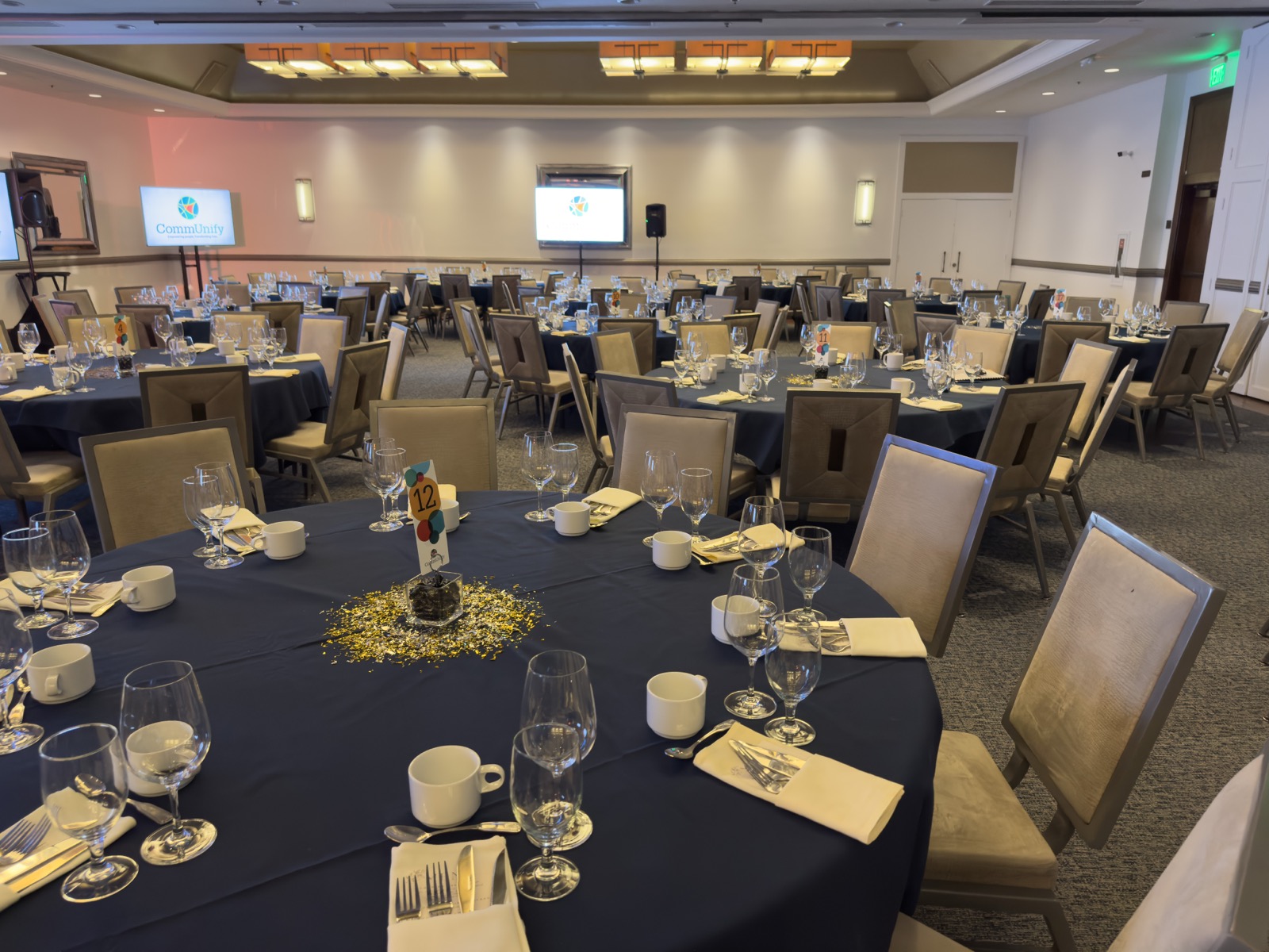A place setting with the evening’s centerpiece
